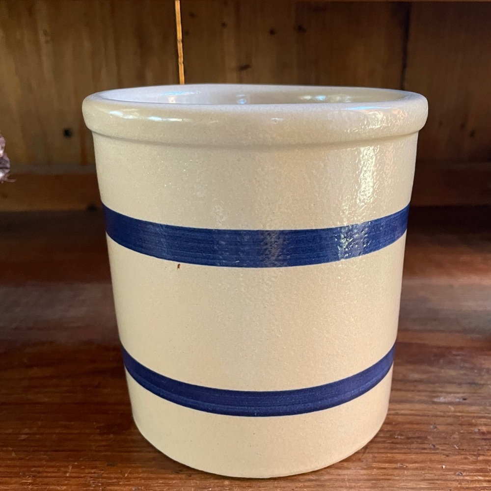 Robinson Ransbottom Pottery 1 Qt Stoneware Crock #303 High Jar Blue Stripe